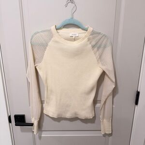 bohme Ribbed Long Sleeve Top Sheer Sleeve